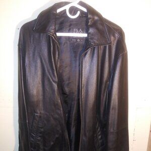 Vintage Jos. A Bank Leather Mens Black Coat Bikers Jacket Size Large Regular